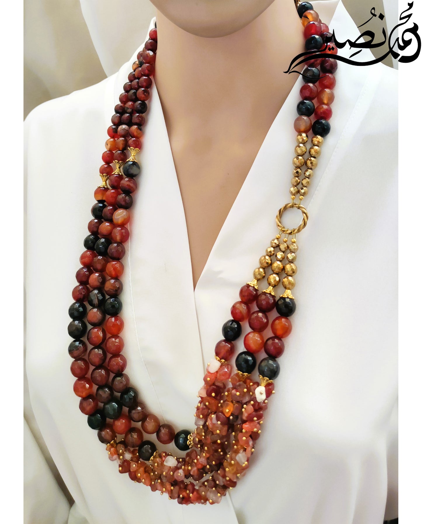 Agate and hematite Necklace