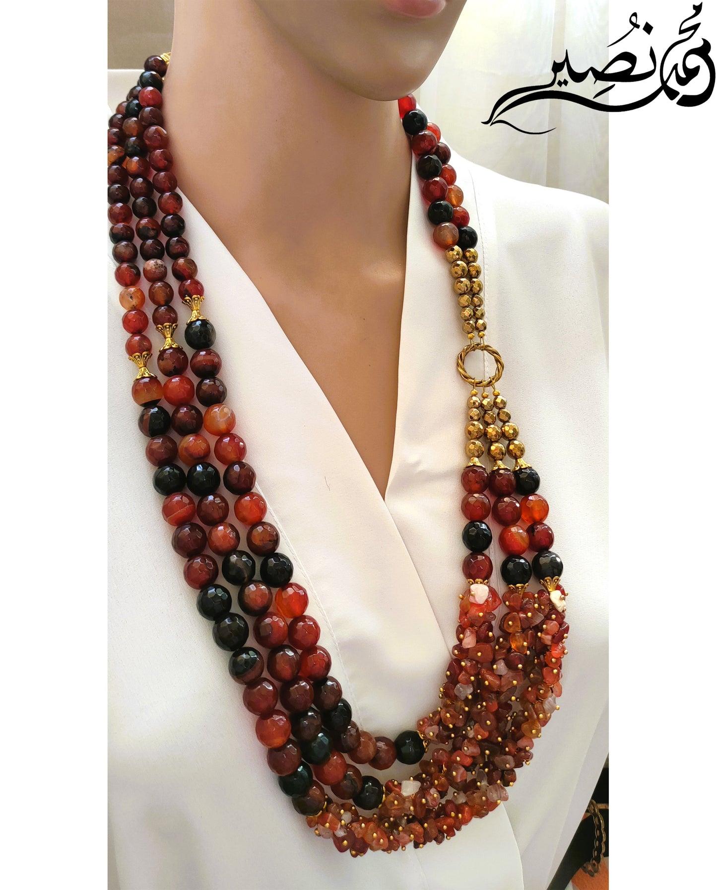 Agate and hematite Necklace