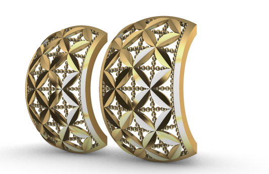 Rhino 3DM File and STL file for 18K Gold earring Design Wide fit – Professional Jewelry CAD Model