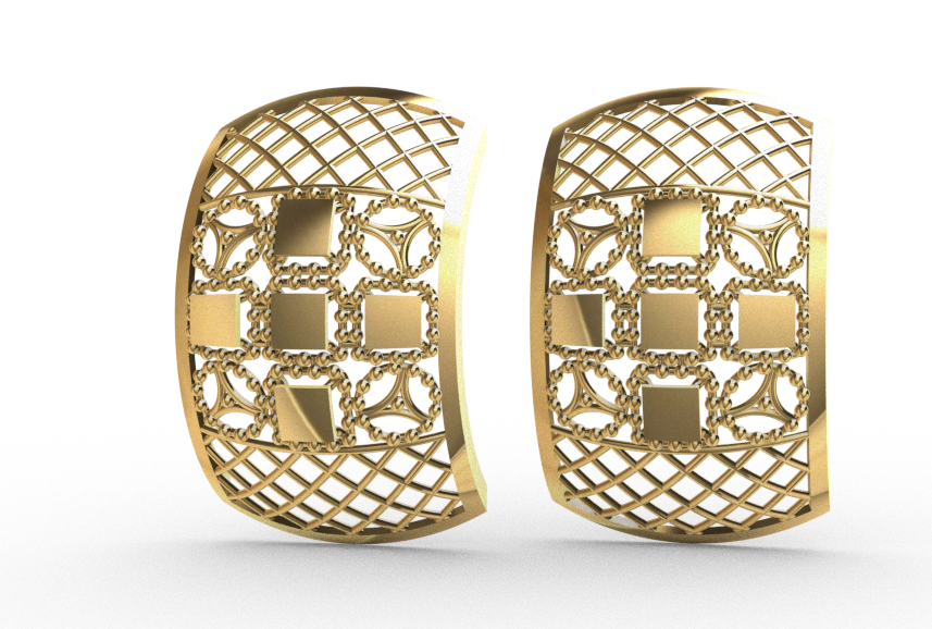 Rhino 3DM File and STL file for 18K Gold earring Design Wide fit – Professional Jewelry CAD Model