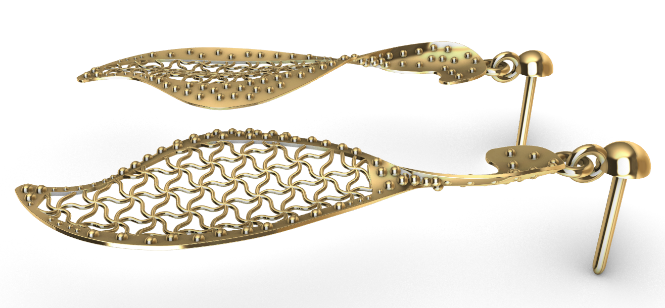 Rhino 3DM File and STL file for 18K Gold earring Design Wide fit – Professional Jewelry CAD Model