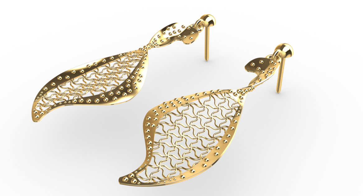 Rhino 3DM File and STL file for 18K Gold earring Design Wide fit – Professional Jewelry CAD Model