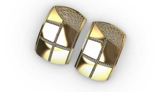 Rhino 3DM File and STL file for 18K Gold earring Design Wide fit – Professional Jewelry CAD Model