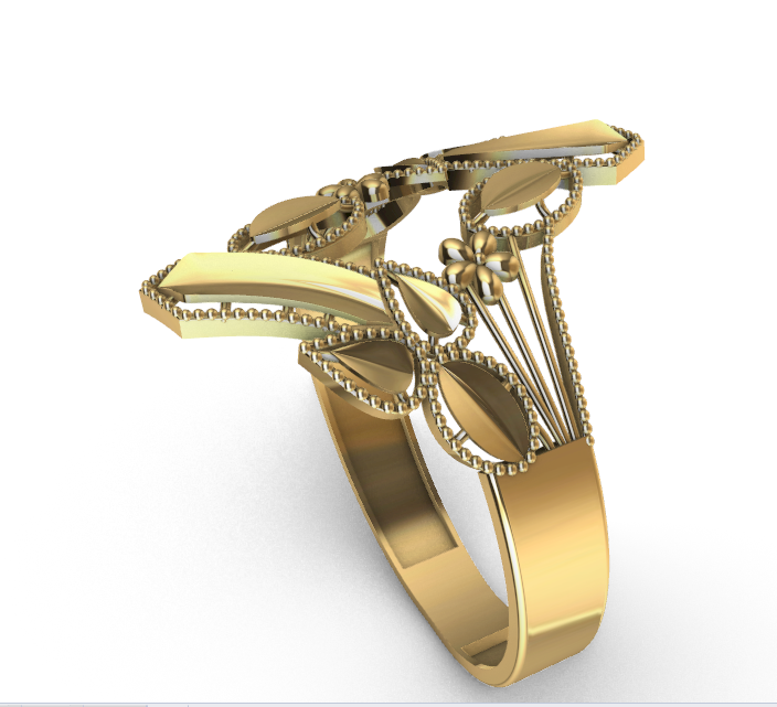 Rhino 3DM File and STL file for 18K Gold ring Design  – Professional Jewelry CAD Model