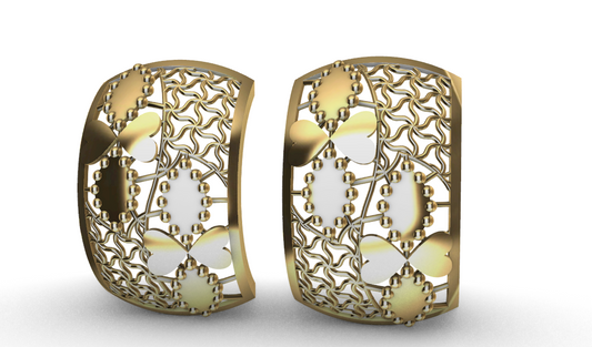 Rhino 3DM File and STL file for 18K Gold earring Design Wide fit – Professional Jewelry CAD Model