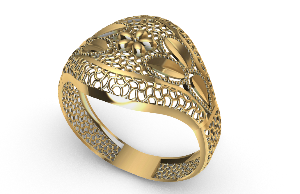 Rhino 3DM File and STL file for 18K Gold ring Design  – Professional Jewelry CAD Model