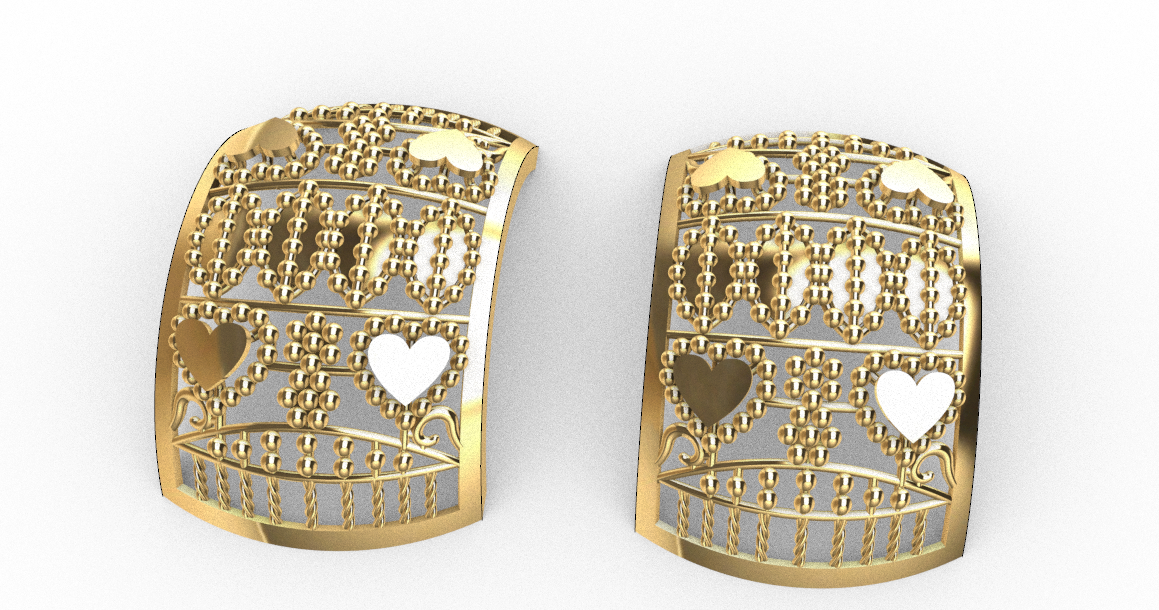 Rhino 3DM File and STL file for 18K Gold earring Design Wide fit – Professional Jewelry CAD Model