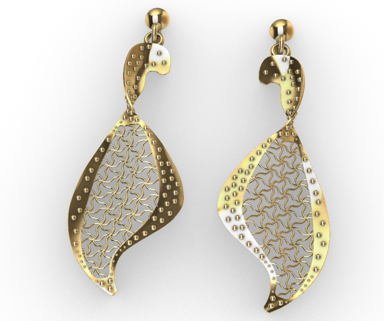 Rhino 3DM File and STL file for 18K Gold earring Design Wide fit – Professional Jewelry CAD Model