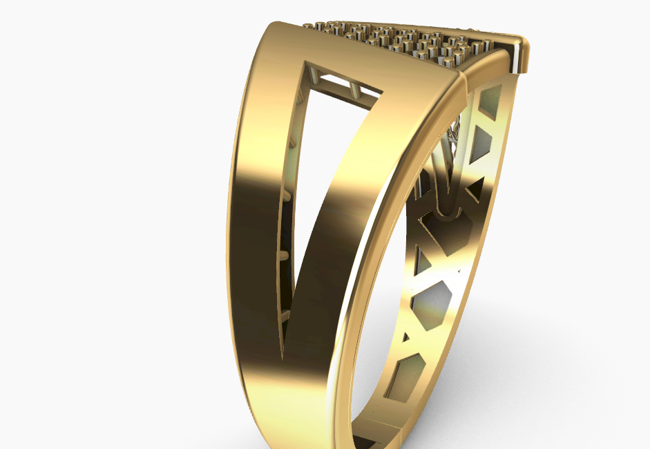 code: mna1003   Rhino 3DM File and STL file for 18K Gold Bangle and Ring Design  – Professional Jewelry CAD Model