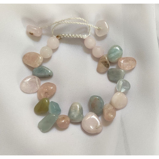 Gemstone Bracelet ( aquamarine and rose quartz )