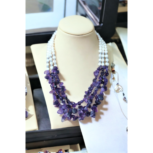 fresh water pearl and Amethyst Stone Necklace