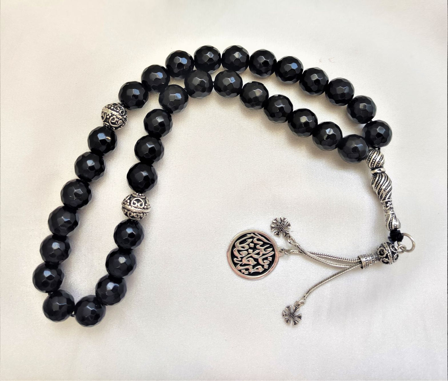 Agate Stone Rosary With Silver