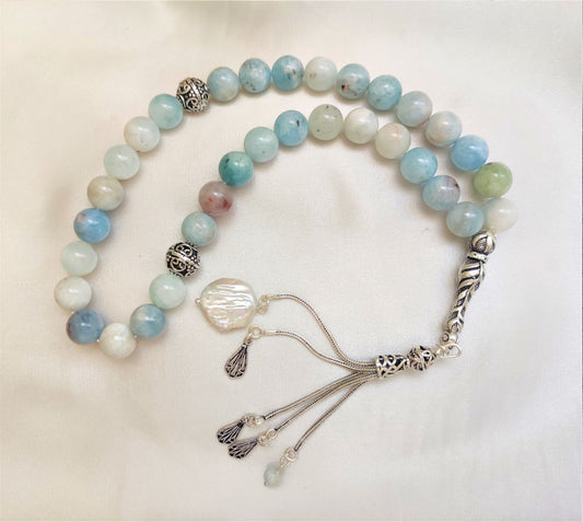 Aquamarine  Rosary With Silver